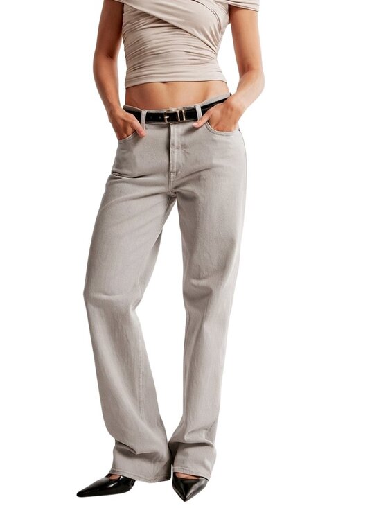 Abercrombie & Fitch Denim - Abercrombie & Fitch The Low Rise Baggy Jean Curve Love Beige Chai Short 28